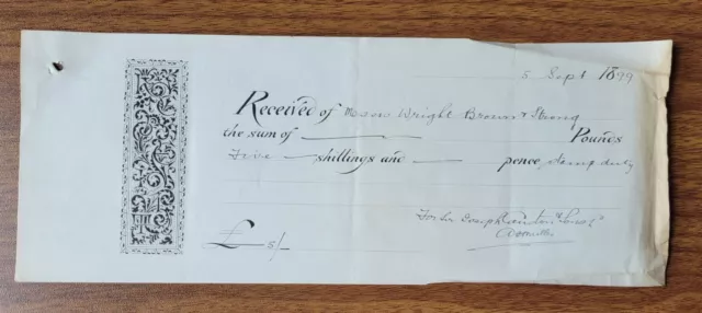 1899 Messrs Wright, Brown & Strong, Carlise, Receipt For Sir Joseph Causton ...