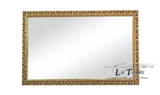 Specchio specchiera classica cornice traforata quadro legno oro anticato stile b