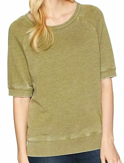 $99 Alternative Womens Green Burnout French Terry Raglan Sleeve Sweatshirt Sz XS