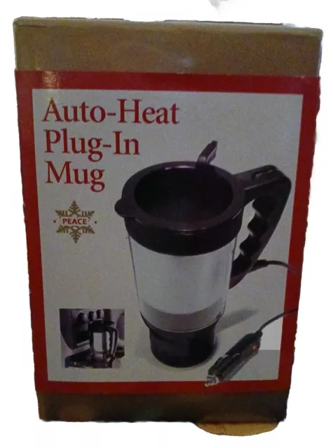 Auto-Heat Plug-In Mug Stainless Steel Interior 14oz Heated Travel Mug New in Box