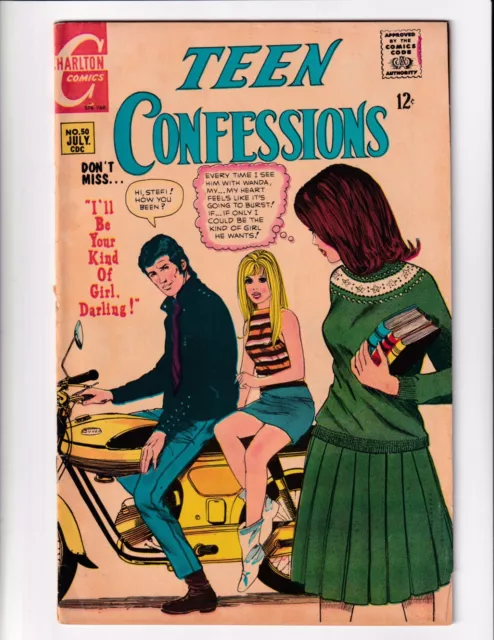 Teen Confessions 50 Vg/Fn Charlton Comics Book Romance Drama Miniskirt (1968)