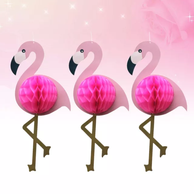 3 Pcs Party Hanging Decor Honeycomb Flamingo Paper Honrycomb Summer Supplies