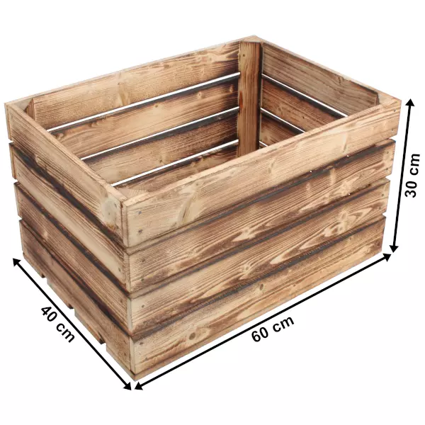 Geflammte Apfelkisten Obstkisten Weinkisten Holzkisten DEKO Vintage 60x40x30 cm