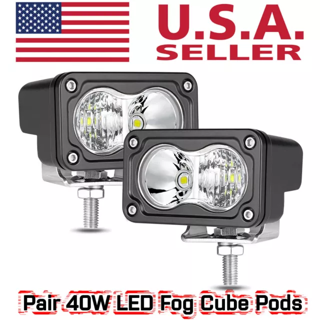 For Polaris RZR XP 4 1000 Turbo RZR 900 2x3" Cube Pods LED Work Light Spot Flood 2