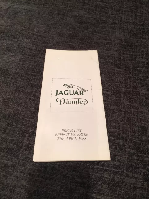 April 1988 Jaguar Daimler Price List UK Brochure