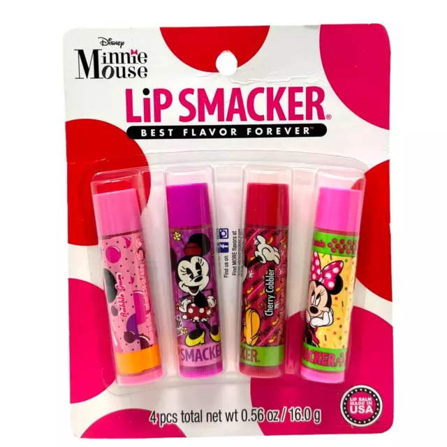 Lip Smacker DISNEY MINNIE MOUSE 4 Piece Lip Collection Best Flavor Forever RARE