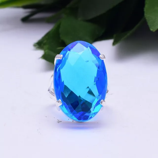 blue topaz Gemstone Solid 925 Sterling Silver Beautiful Ring All Size SR2115