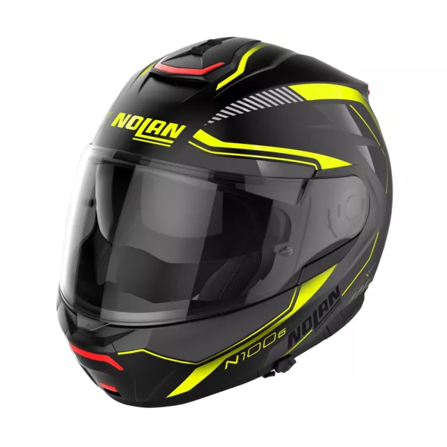 Nolan N100-6 Surveyor N-Com Casque Modulable ( Noir Mat/Jaune ) Taille : M(57)