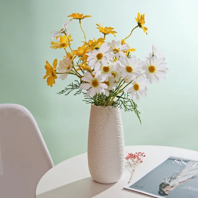 Vasen aus keramik Vase Dekovase Blumenvase modern 22 cm  weiß Trockenblumen grau 3