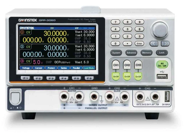 Instek GPP-3060(GPIB) - 3CH DC Power Supply (CH1 and CH2: 0-30V/0-6A, CH3: 1.8V,
