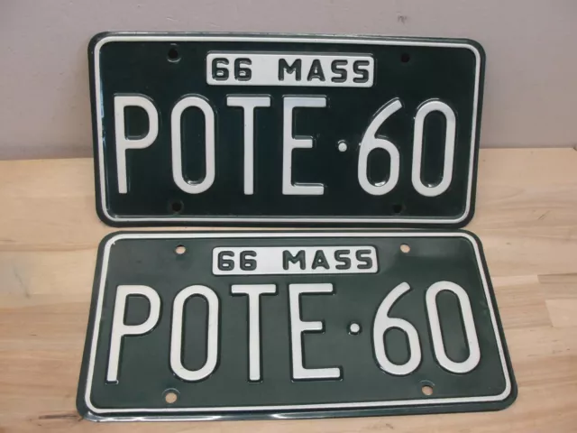 Rare Set 1966 Mass Massachusetts Vanity License Plates Pote-60