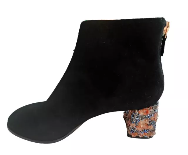 Sophia Webster Womens Boots 8.5 39 Black Suede Stella Ankle Crystal Heel