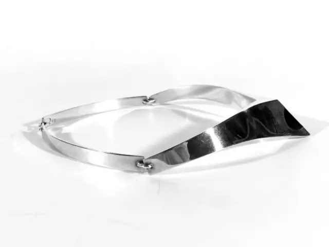 Skandinavien Design Silber Ebenholz COLLIER ° Space Age Halsreif mit Punzen 3