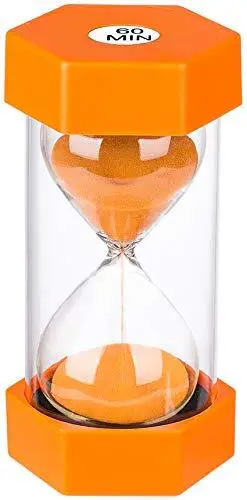 Hourglass Sand Timer 60 Minute, Big Blue Sand Clock, Acrylic 60 min Orange