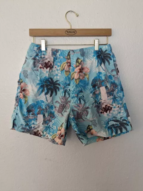 Tommy Bahama Relax Swim Trunks Mens Sz S Tropical Blue Floral Mesh Lined Pockets