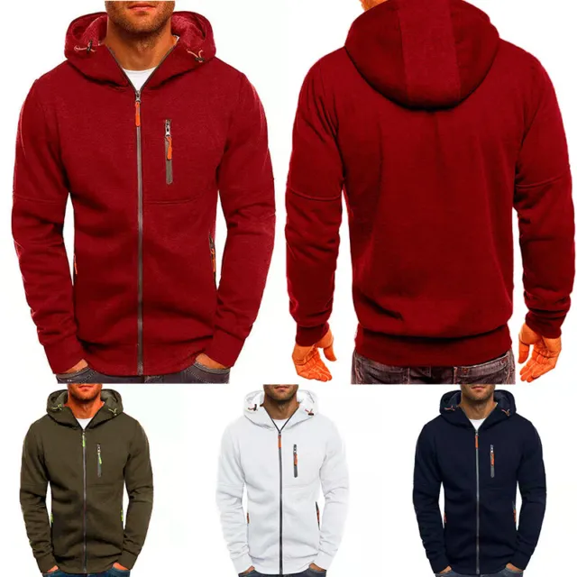 Men Zip Up Hoodie Winter Sweatshirt Fleece Sherpa Warm Jacket Long Sleeve Tops=