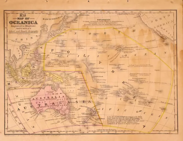 1839 Map ~ OCEANICA - AUSTRALIA, PACIFIC OCEAN, POLYNESIA, MALAYSIA (9x12)-#1988