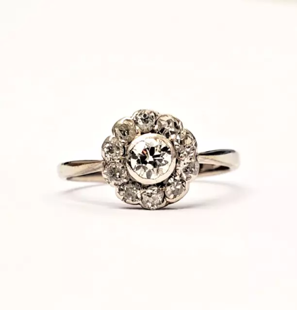 Antique Platinum & 18ct Yellow Gold Old Cut Diamond Ring,SizeI1/2,*FREE RESIZING