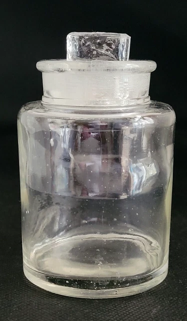 Vintage Clear Glass Apothecary Pharmacy Jar With Glass Lid Made In Japan