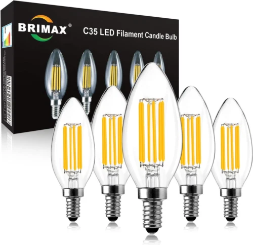 BRIMAX E14 LED Candle Bulb Dimmable 6w 60W Equivalent Warm White 2700K...