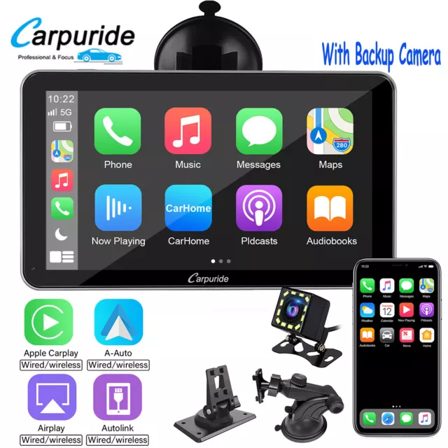 Carpuride 10 Inch Screen Apple Carplay for ios and android with Revers