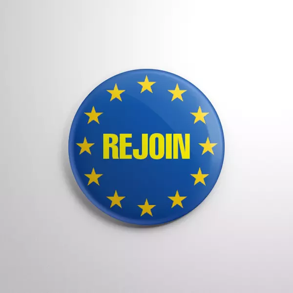 REJOIN EU Pin Badge Button -  25mm/1 Inch - BREXIT EURO LEAVE REMAIN LOVE EUROPE
