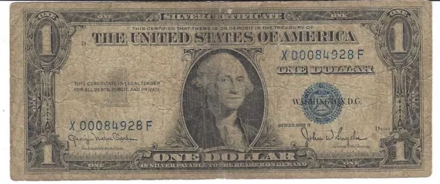 1935 Series D One Dollar Blue Seal Note Silver Certificate Very low # Very Rare