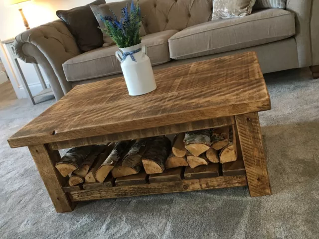 SOLID FARMHOUSE CHUNKY WOODEN COFFEE TABLE - WAX FINISHED - Can Make Any Size !