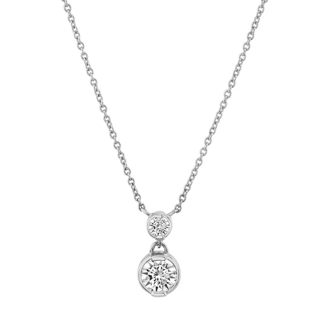1.25 Carat Opera Round-Cut Real Moissanite Pendant Necklace in 18K White Gold