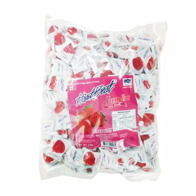 1kg HARTBEAT JUMBO LOVE CANDY STRAWBERRY HEART HEARTBEAT VALENTINE BULK LOLLIES