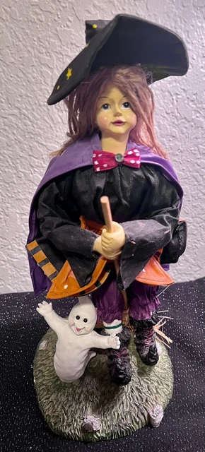 FABRIC MACHE WITCH 13" Halloween decor vintage rare cute