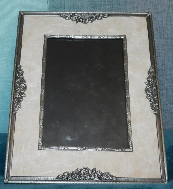 LOVELY SILVER ORNATE DECORATIVE PICTURE/PHOTO FRAME!! ROSES! 8 x 10 for 5 x 7 2