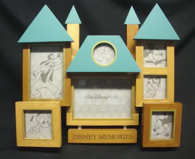 Disney Parks Exclusive Solid Wood Cinderella Castle 7 Photo Wooden Picture Frame