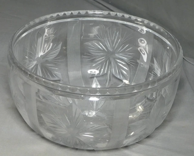Antique HAWKES Gravic Cut Glass Engrave Crystal 8" Bowl Vintage Brilliant Period