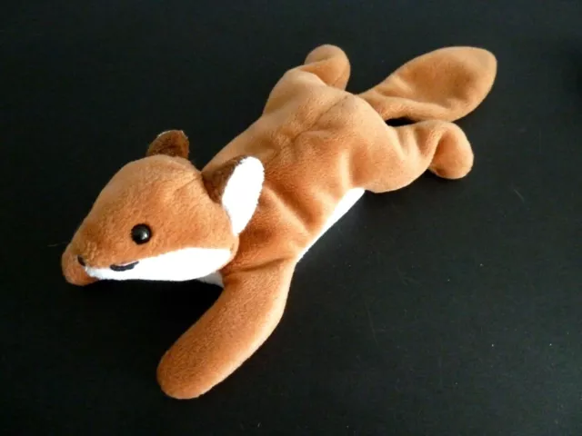 Y9- DOUDOU PELUCHE ECUREUIL MARRON BEIGE BLANC BILLES 19cm - EXCELLENT ETAT