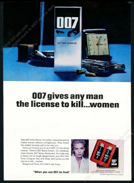 1965 007 After Shave License To Kill Women vintage Colgate print ad