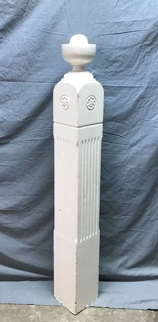 Antique Decorative White Hardwood Oak Urn Top Newel Post 6x49 VTG 1228-23B