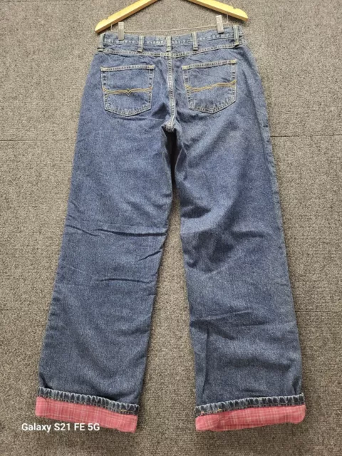 WRANGLER WOMEN'S FLANNEL Lined Denim Jeans Blue Sz 12/ 32x31 Straight ...