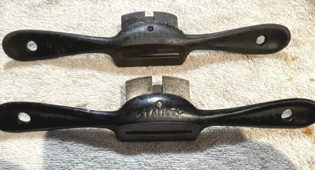 Two Vintage Stanley No. 46 Spoke Shaves, Draw Knifes, Woodworking Tool USA