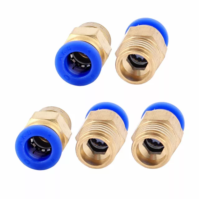 5pcs 1/4BSP Male to 8mm OD Push In Quick Joint Air Pneumatic Fitting Connector