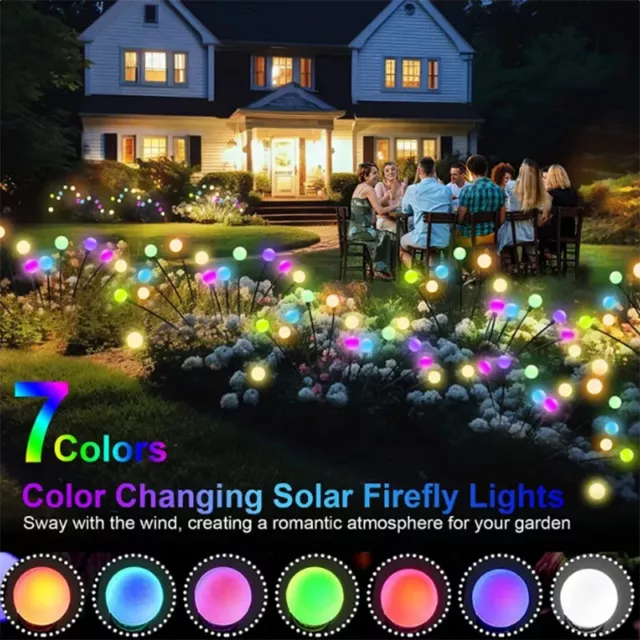 4 tlg Solar Licht 10 LED Glühwürmchen Lampe Outdoor Garten Rasenlicht Mehrfarbig