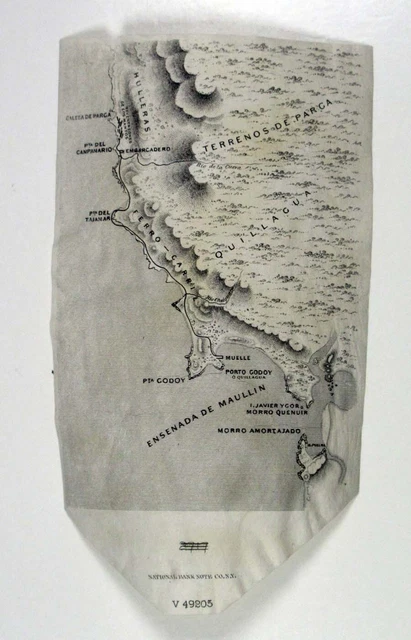 ABN Proof Bond "Map of Coast of Chile" 1890s Intaglio VF Wavey Paper Black NBNC