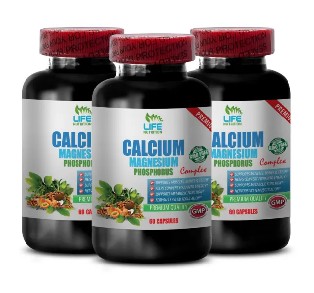 Muscle and Bone Support: 3 Bottles CALCIUM MAGNESIUM COMPLEX - 180 Caps