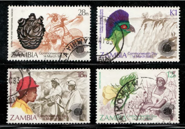 1983 Zambia Sc #276-79 Commonwealth Day : Used postage stamp set.