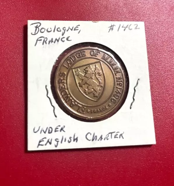 Flanders Lodge Di M. M.M N.1462 Boologne Francia Massonico Token