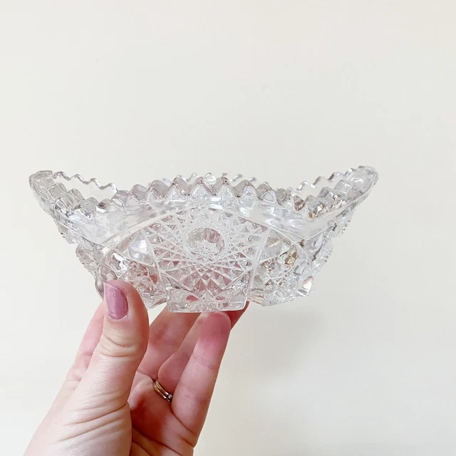 American Brilliant ABP Cut Glass Bowl Sawtooth Scalloped Edge