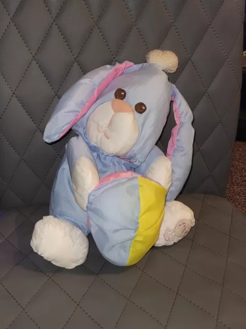 VTG 1986 Fisher Price Puffalumps Blue Bunny Rabbit Stuffed Animal Plush 12"