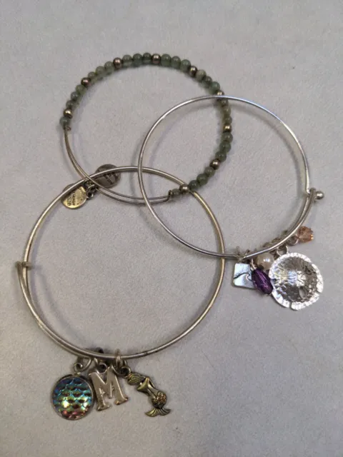 Alex & Ani set of 3 energy infused ocean mermaid sea shell beaded bracelets