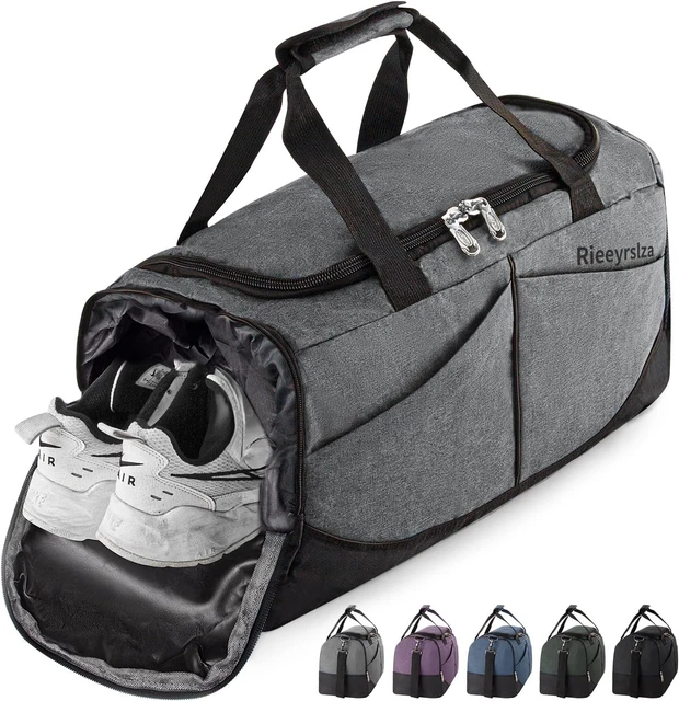 Borsone Palestra RAINSMORE 55L Nero - Impermeabile, Con Scomparto Scarpe E Tasca Bagnata, Ideale Per Viaggi E Sport