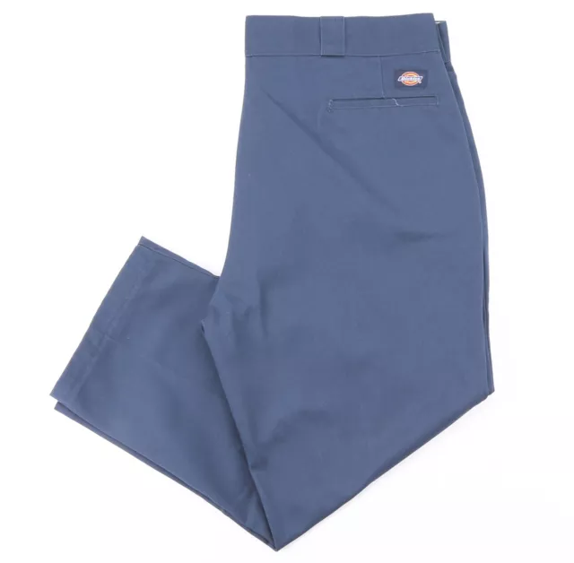 DICKIES Mens Blue Cotton Regular Straight Trousers W38 L26